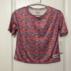 Calvin Klein Performance Girls Shirt M 8/10‎ Red Space Crew Neck NWT